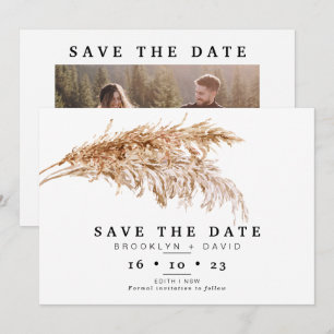 Minimalistiskt Pampas Grass Bröllop spara datum-ko Inbjudningar