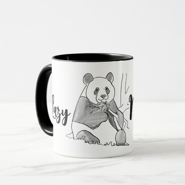 Minimalistiskt Panda Lazy Morgon Mugg (Framsida vänster)