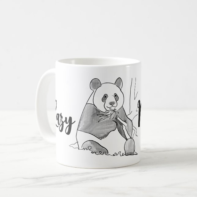 Minimalistiskt Panda Lazy Morgon Mugg (Framsida vänster)