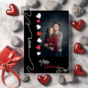 Minimalistiskt par av Valentines day, foto, rött o Julkort