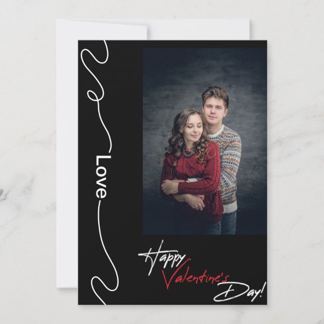 Minimalistiskt par av Valentines day, foto, rött o Julkort (Framsida)