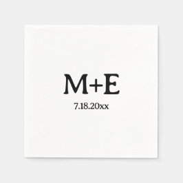 Minimalistiskt par Bröllop Initialer och datum Pappersservett