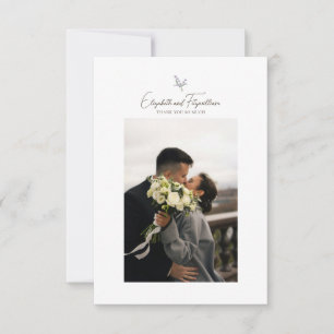 Minimalistiskt Par Hand i Hand Flowers Photo Tack Kort