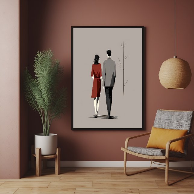 Minimalistiskt par som går samman Modern Line Art Poster (Skapare uppladdad)