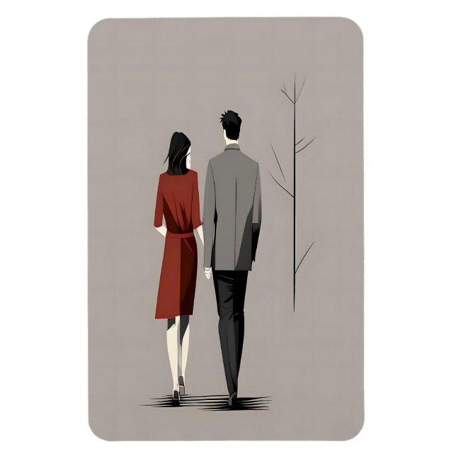 Minimalistiskt par som går tillsammans Modern linj Magnet (Vertikal)