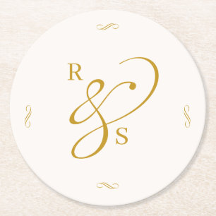 Minimalistiskt Parmonogram Underlägg Papper Rund