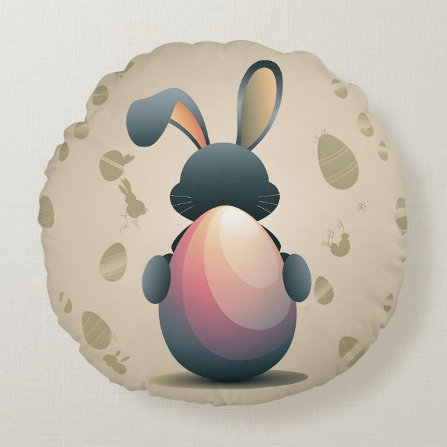 Minimalistiskt Påsk Elegance Rund Kudde (Framsidan)