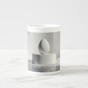 Minimalistiskt påskägg på modernt podium benporslin mugg