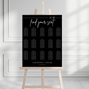 Minimalistiskt passagerardiagram för svart Bröllop Poster