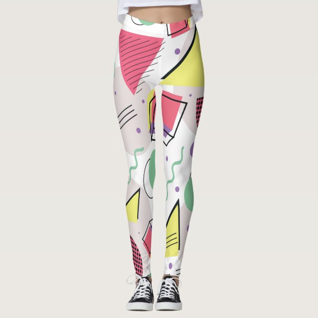 Minimalistiskt Pastel Geometric Mönster Leggings (Framsida)