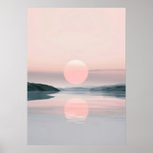 Minimalistiskt Pastel Sjö Sunset liggande