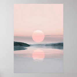 Minimalistiskt Pastel Sjö Sunset liggande Poster