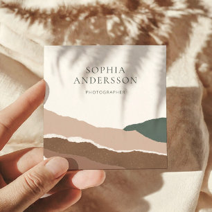 Minimalistiskt Pastel Torn Kant landskap Fyrkantigt Visitkort