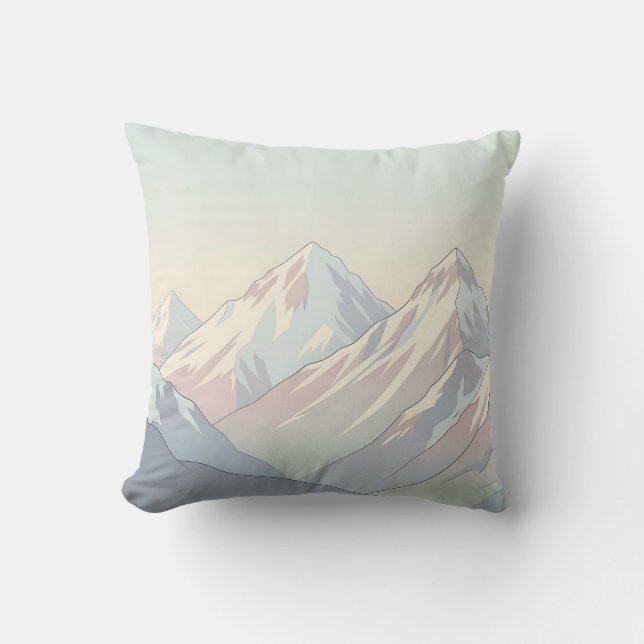 Minimalistiskt pastellfärgat bergslandskap kudde (Framsida)