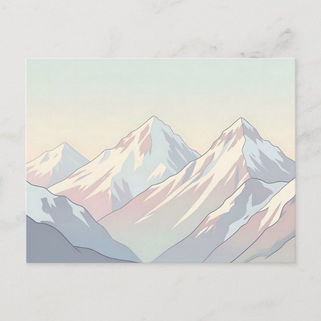 Minimalistiskt pastellfärgat bergslandskap vykort (Framsida)