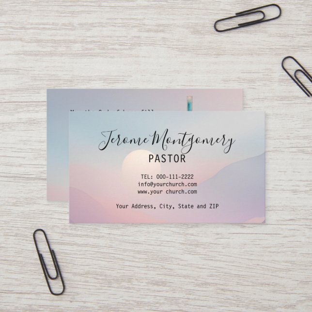 Minimalistiskt Pastor-Affärskort Visitkort (Fram/Back In Situ)