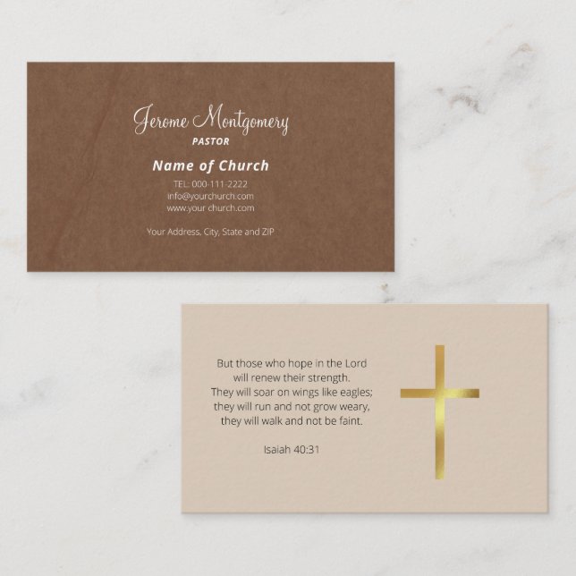 Minimalistiskt Pastor-Affärskort Visitkort (Fram/baksida)