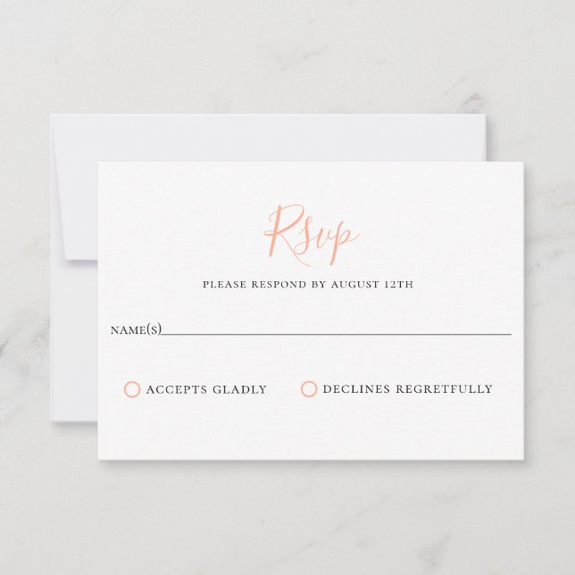 Minimalistiskt Peach Bellini-Bröllop OSA kort (Framsida)