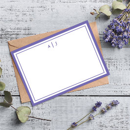 Minimalistiskt Periwinkle 2 Gräns Monogram Anteckningskort