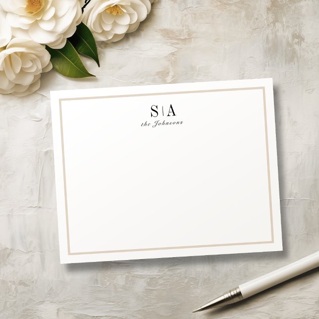 Minimalistiskt personlig i monogram anteckningskort (Minimalist monogram personalized Stationery Note Card)