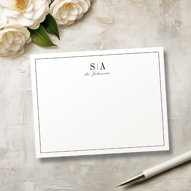 Minimalistiskt personlig i monogram anteckningskort (Minimalist monogram personalized Stationery Note Card)