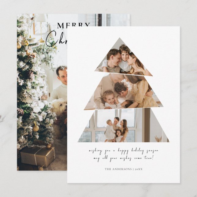 Minimalistiskt Photo Julgran Hälsning-kort Tack Kort (Fram/baksida)