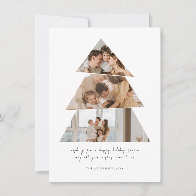 Minimalistiskt Photo Julgran Hälsning-kort Tack Kort (Framsida)