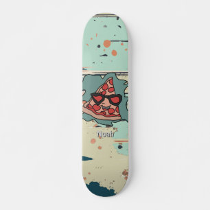 Minimalistiskt pizza med solglasögon klassiskt mini skateboard bräda 18,5 cm