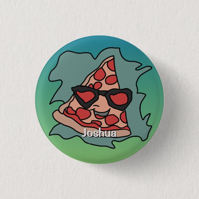Minimalistiskt Pizza med solglasögon Knapp (Framsida)