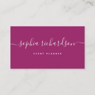 Minimalistiskt plan Orchid Magenta Script Visitkort