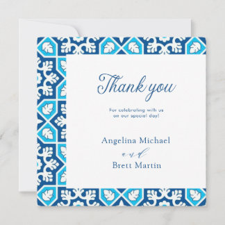 Minimalistiskt platt tackkort för marin blå Elegan