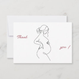 Minimalistiskt plattkort för linjekonst-Gravid för Tack Kort