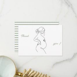 Minimalistiskt plattkort för linjekonst-Gravid för Tack Kort