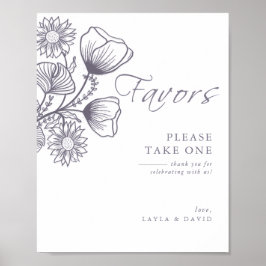 Minimalistiskt plavender-favoritsignatur för botan poster