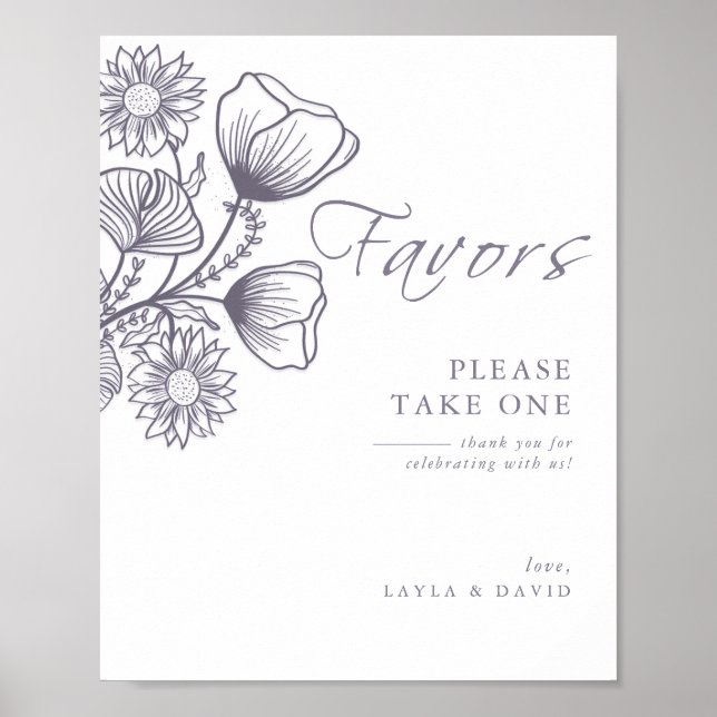 Minimalistiskt plavender-favoritsignatur för botan poster (Framsidan)