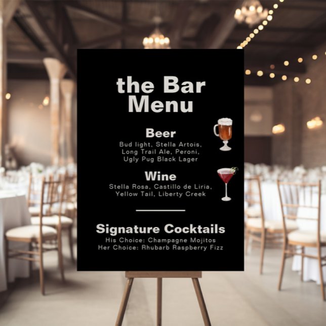 Minimalistiskt Poster för svart Bröllop-Pub-meny (Skapare uppladdad)
