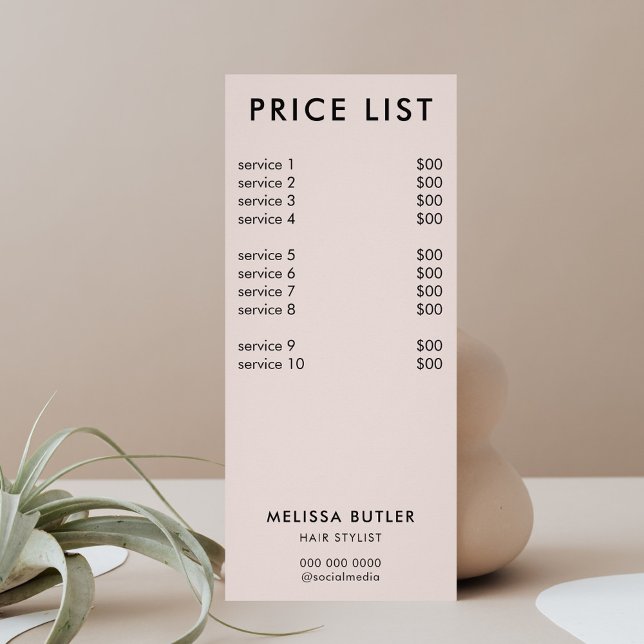 Minimalistiskt Prist  Beige-rackkort Reklamkort (Skapare uppladdad)