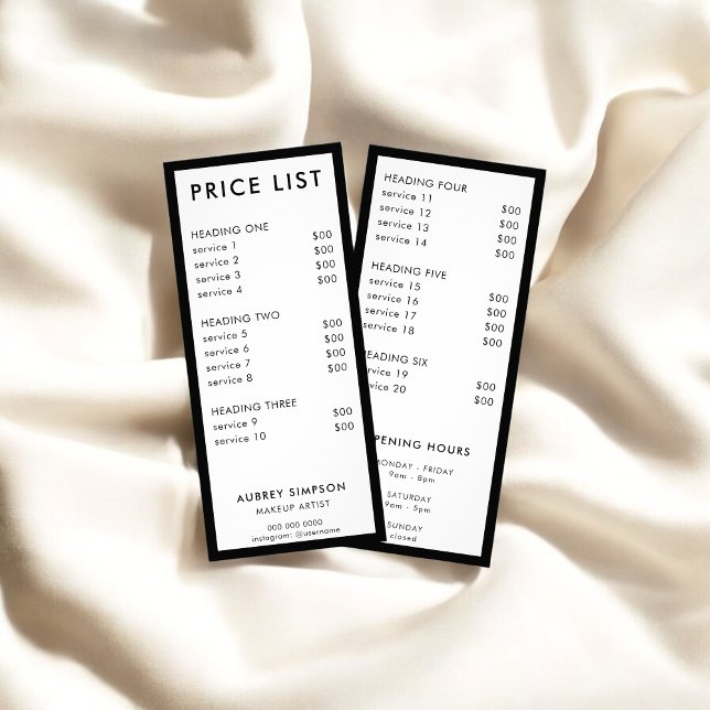 Minimalistiskt Prist listraskort Reklamkort (Skapare uppladdad)