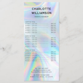 Minimalistiskt Prist visitkort för holografiskt fö Meny