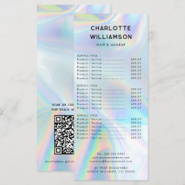 Minimalistiskt Prist visitkort för holografiskt fö Meny