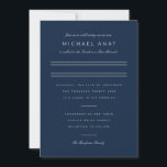 Minimalistiskt Pub Mitzvah Navy Blue Silver Inbjudningar<br><div class="desc">Minimalistisk layout. Ändra färg och typsnitt till och med linjer och anpassningsbar färg för att matcha din händelse.</div>