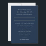 Minimalistiskt Pub Mitzvah Navy Blue Silver Inbjudningar<br><div class="desc">Minimalistisk layout. Ändra färg och typsnitt till och med linjer och anpassningsbar färg för att matcha din händelse.</div>