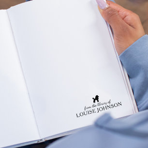 Minimalistiskt Pudel Hund från Bibliotek av, Bok Stämpel