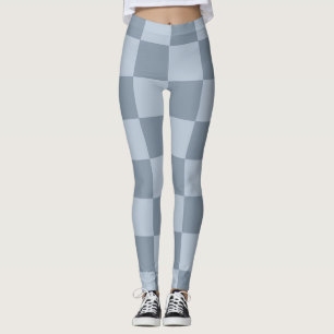 Minimalistiskt pudrat blåa schackbrädemönster leggings