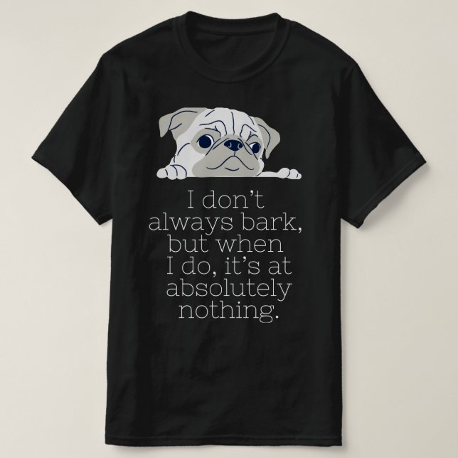 Minimalistiskt Pug Black T-Shirt: Bark T Shirt (Design framsida)