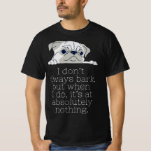 Minimalistiskt Pug Black T-Shirt: Bark