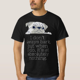 Minimalistiskt Pug Black T-Shirt: Bark T Shirt