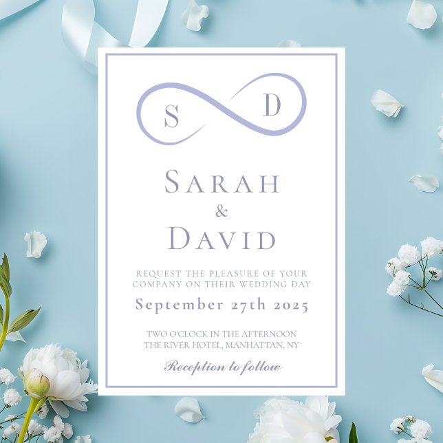 Minimalistiskt pulver blått Bröllop Inbjudningar (Infinity Minimalist Powder Blue Wedding Invitation
)