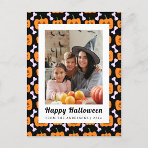 Minimalistiskt Pumpkin Spooky Happy halloween 1-fo Helg Vykort