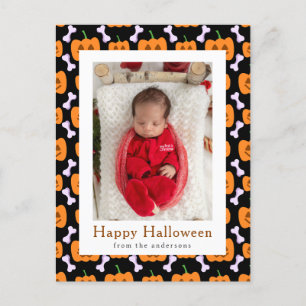 Minimalistiskt Pumpkin Spooky Happy halloween 1-fo Helg Vykort